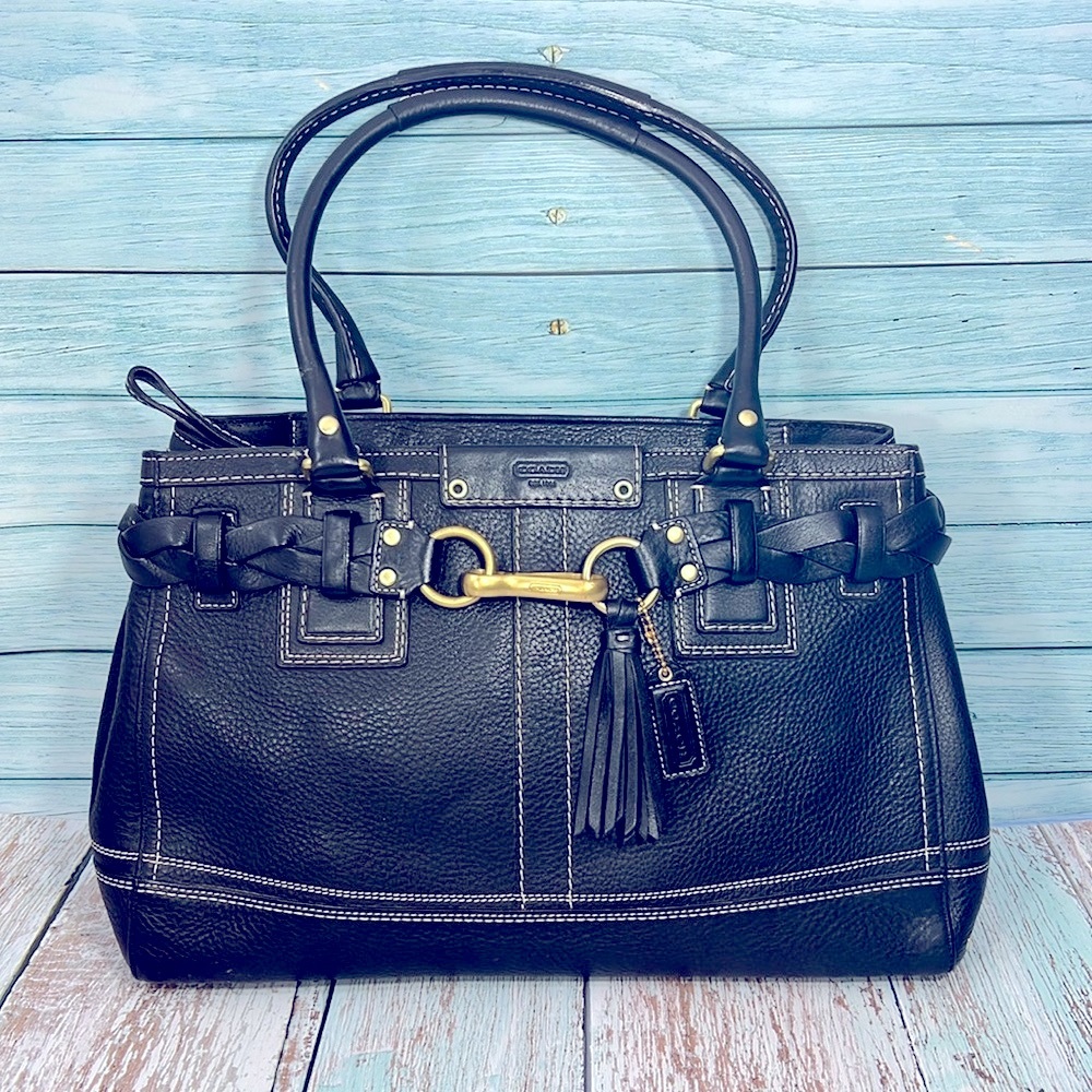 🌺 COACH HAMPTON PEBBLE SATCHEL BLACK
LEATHER J0693 - 10529